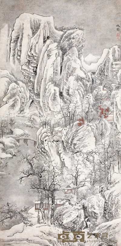 黄秋园 江山密雪图 立轴 134.5×66.5cm